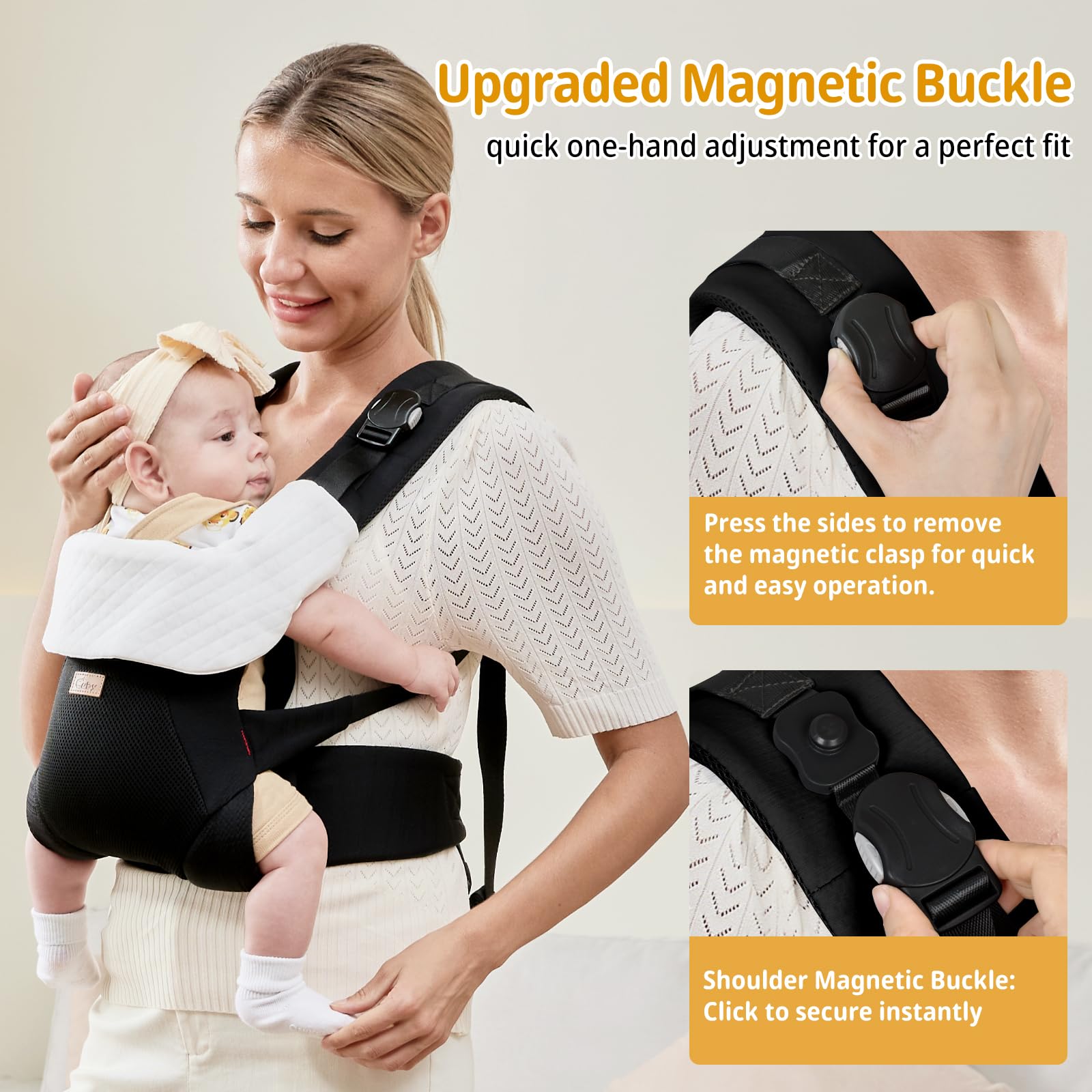 CUBY breathable 3D mesh lining keeps you and baby cool
