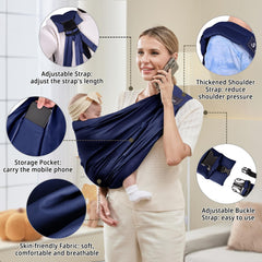 Cuby baby carrier dark blue features adjustable lengths for a flexible fit