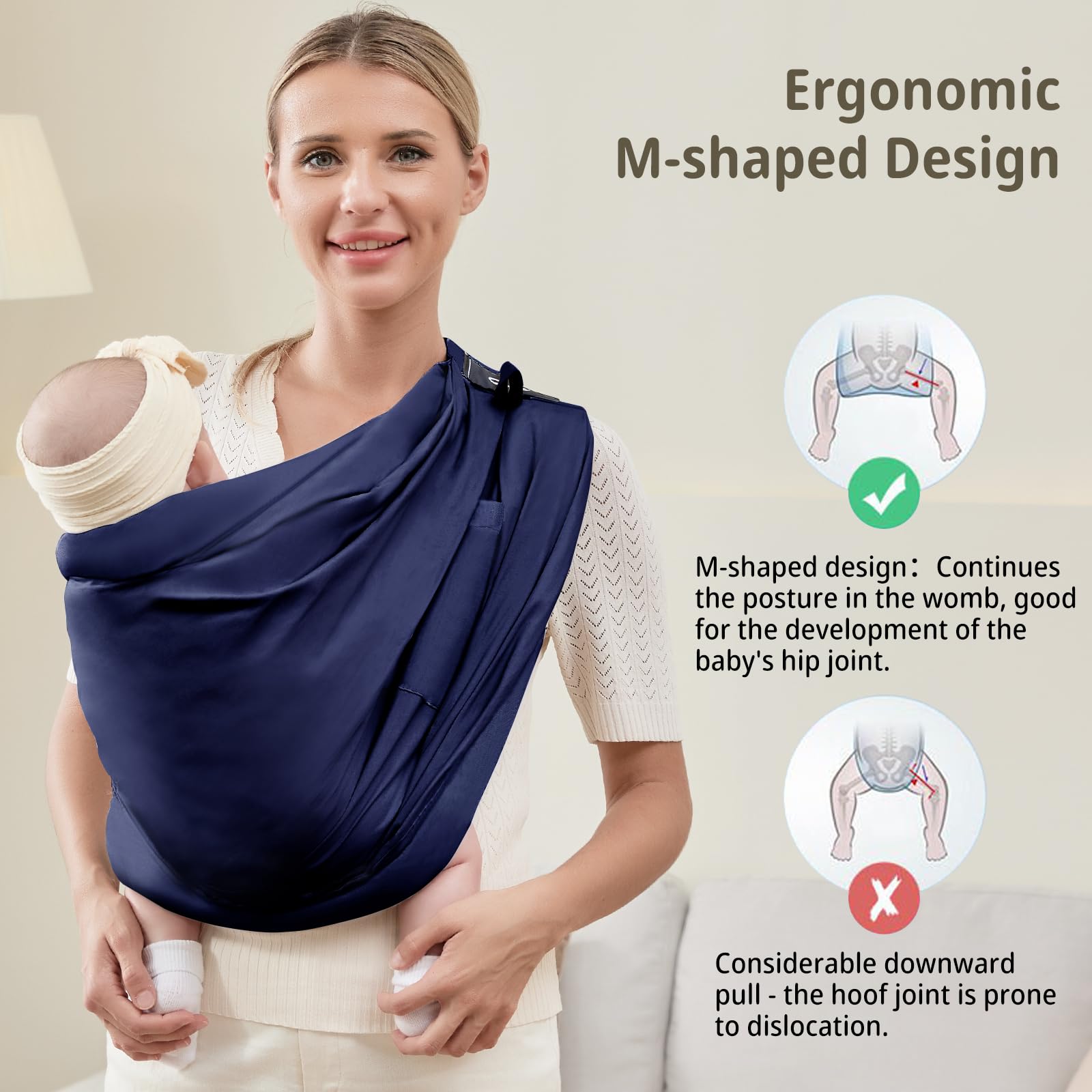 Cuby baby carrier with multi carry options in dark blue for versatility