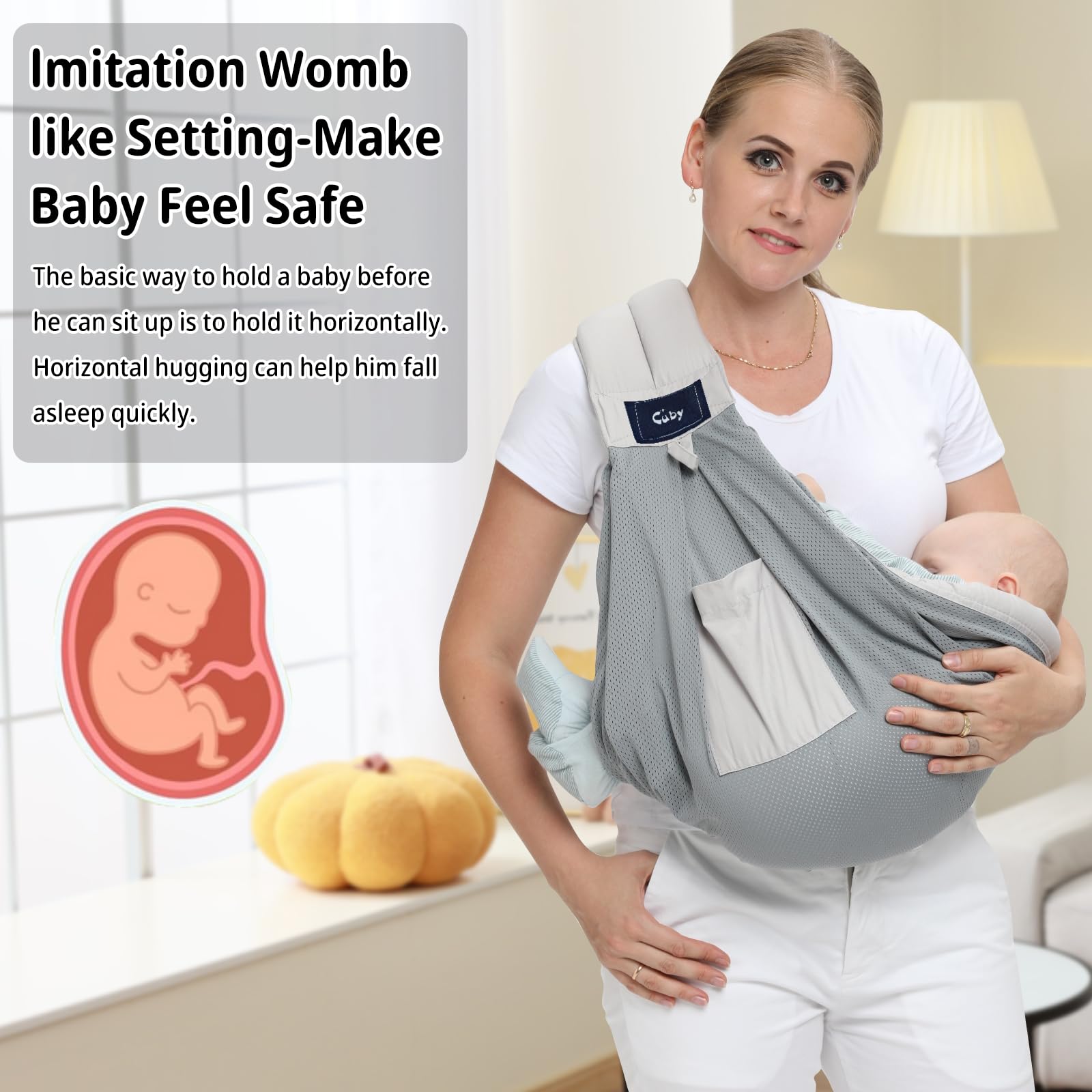 CUBY adjustable-length strap enables perfect fit for parents and growing babies