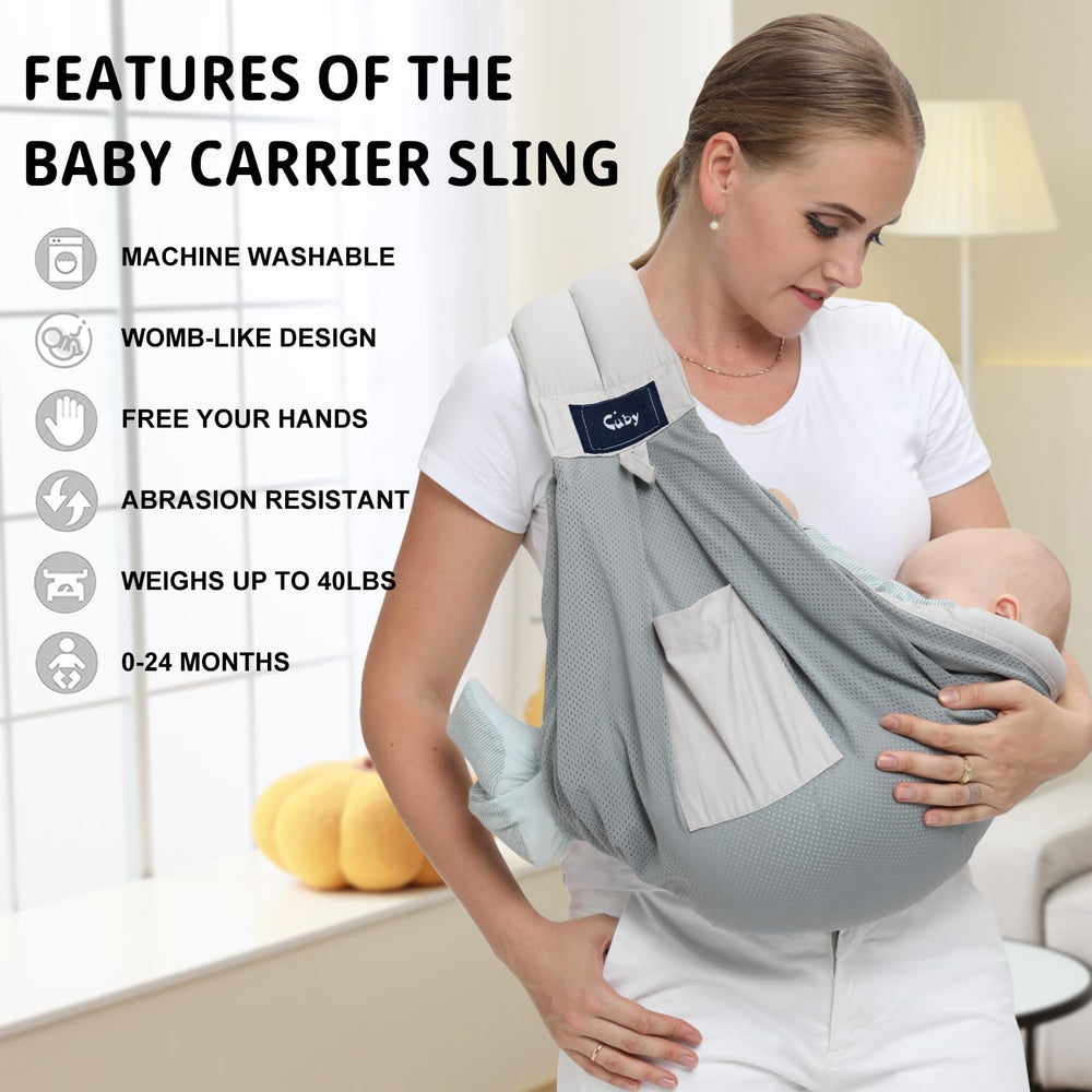 CUBY Mesh fabric close-up highlights soft, skin-friendly texture for baby and caregiver