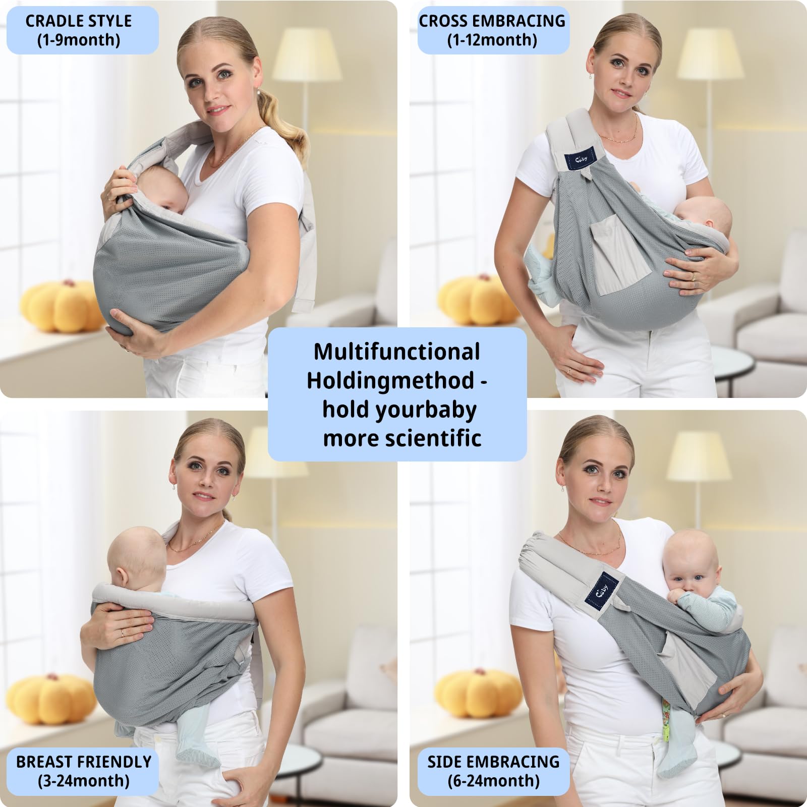 CUBY front-facing option frees your hands while keeping baby engaged