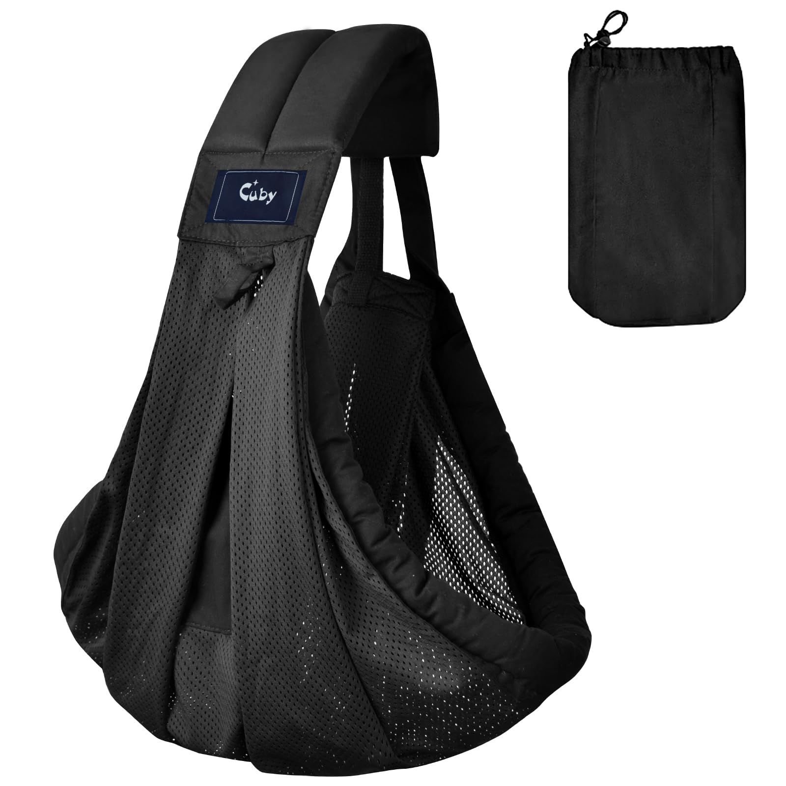 Cuby Mesh Baby Sling front view shows breathable design for comfort.