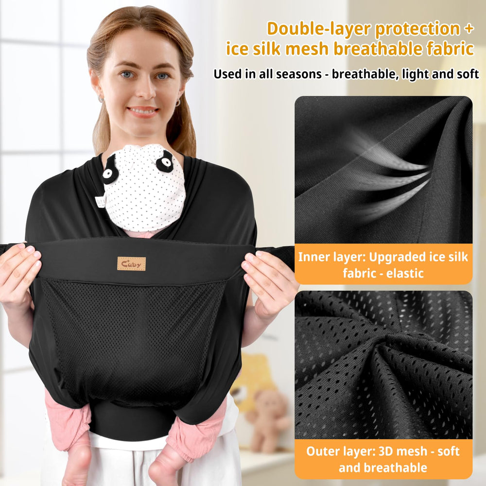 CUBY mesh wrap close-up shows soft ice silk interior and breathable mesh.