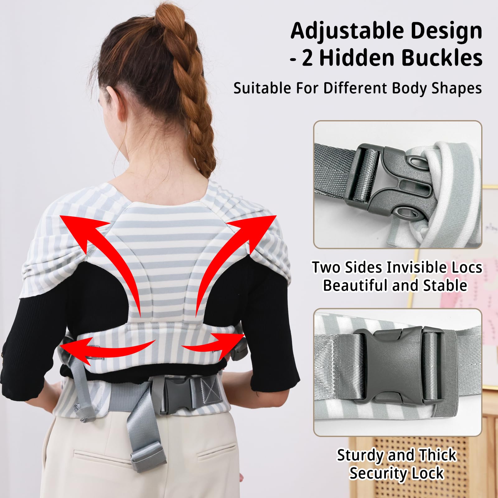 CUBY wrap with back belt reduces shoulder tension during wear.
