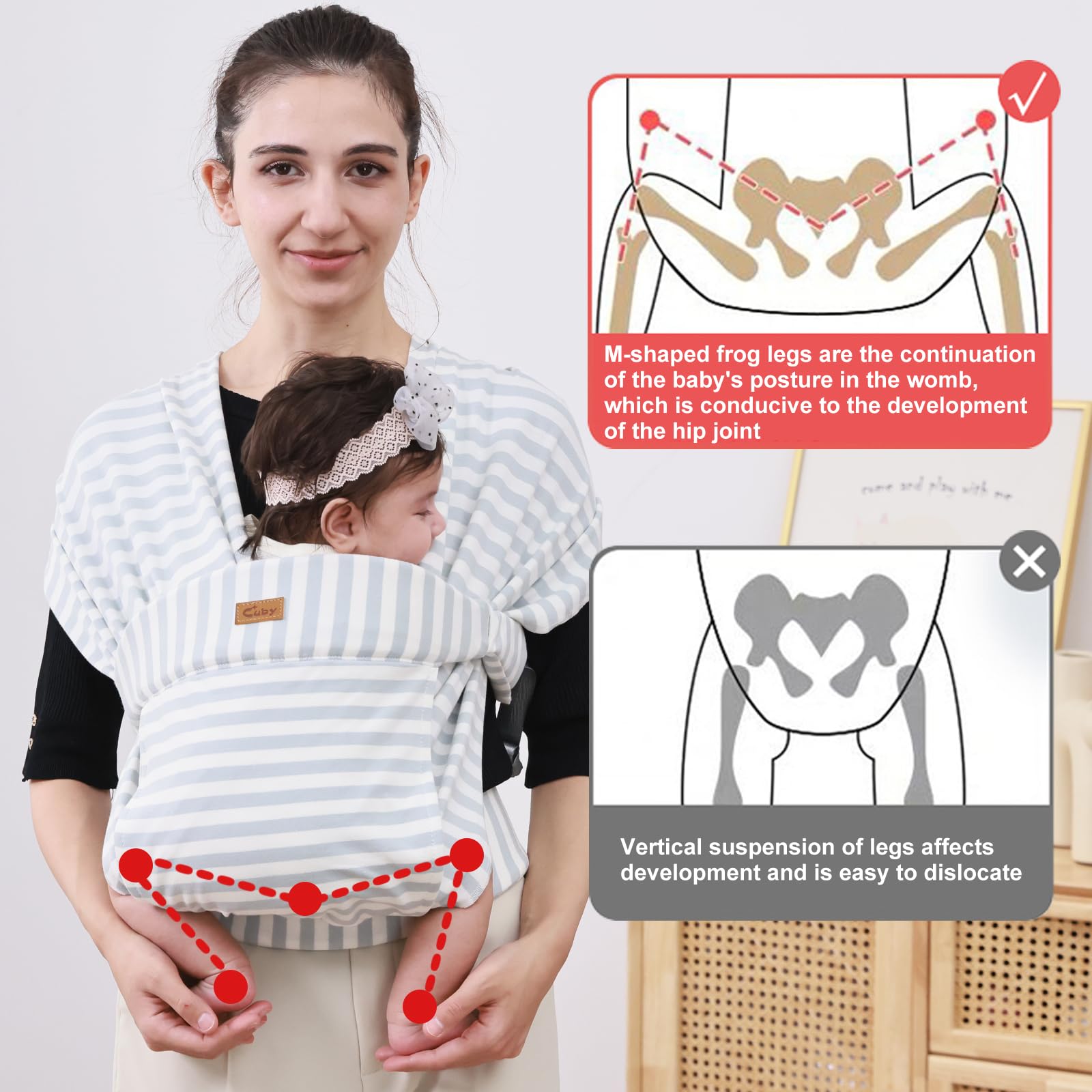 CUBY wrap demonstrates one-size buckle system for quick wearing.