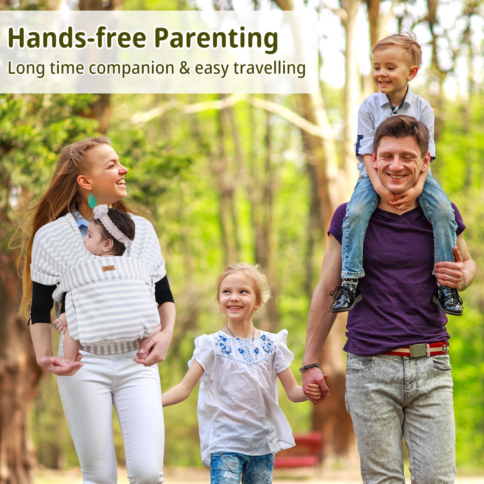 CUBY wrap fabric close-up shows soft, breathable material for baby comfort.