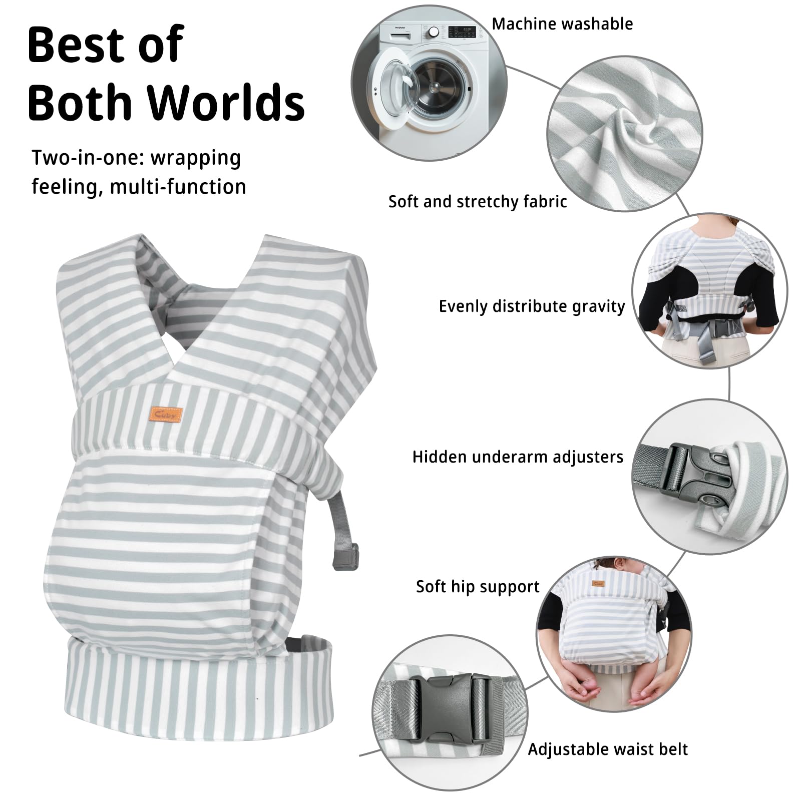 CUBY wrap shown outdoors, ideal for travel and everyday outings.