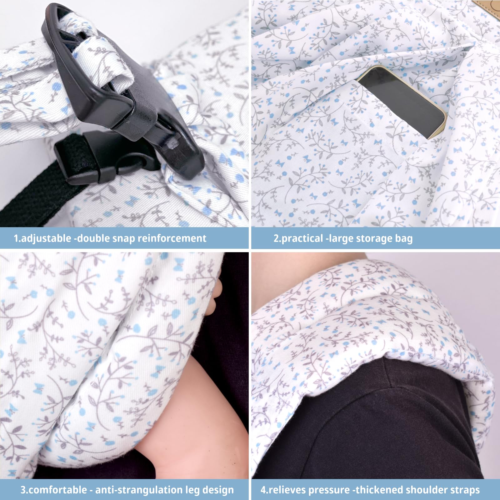 CUBY adjustable length fits different caregivers from newborn to toddler.