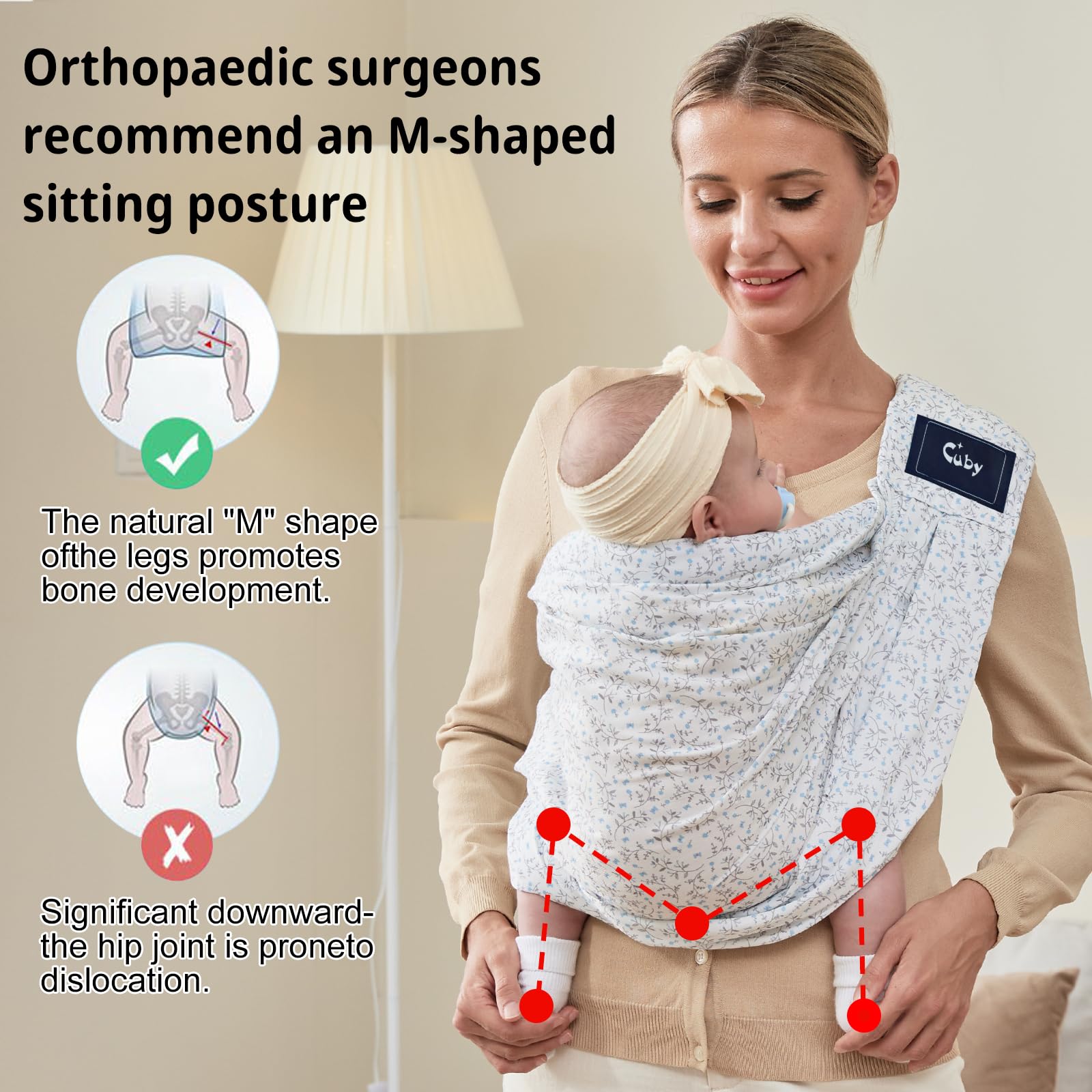 CUBY double safety lock keeps baby neck and back supported and snug.