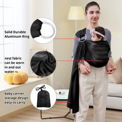 Cuby Water Baby Sling black stripe ring adjustment close-up for easy sizing