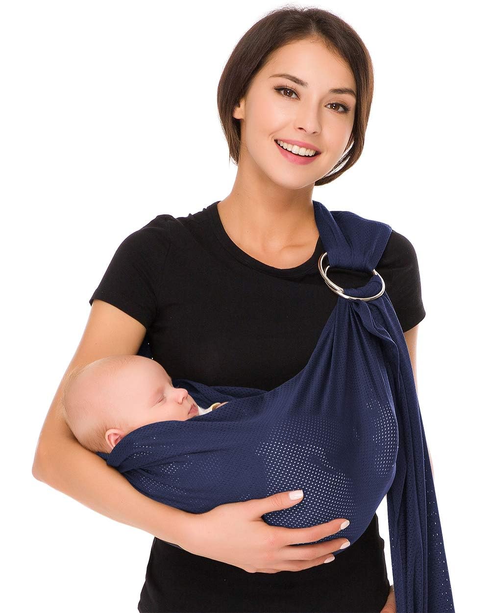 CUBY Water Baby Sling in dark-blue mesh for breathable comfort