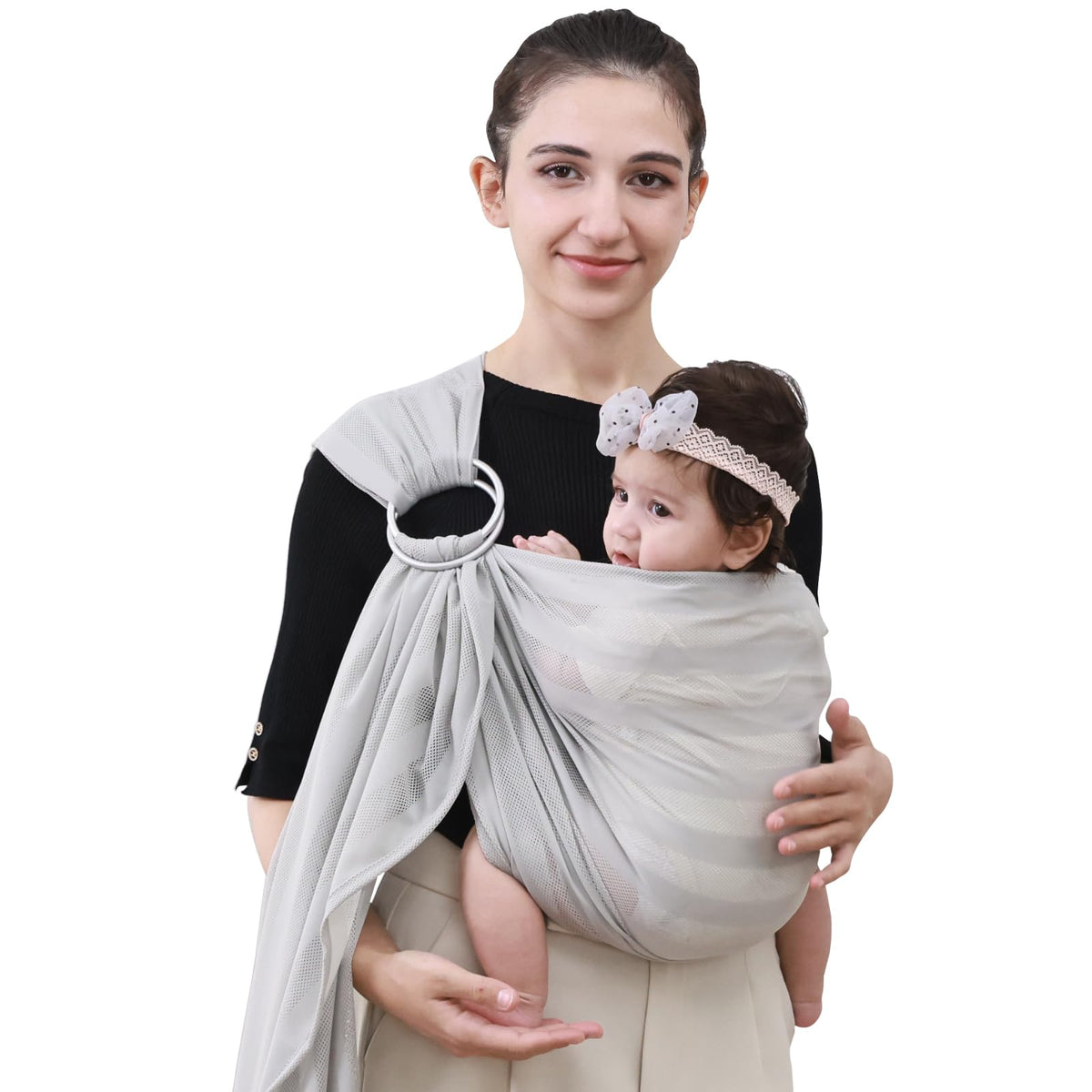 CUBY Water Baby Sling closeup highlights breathable mesh for hot days.