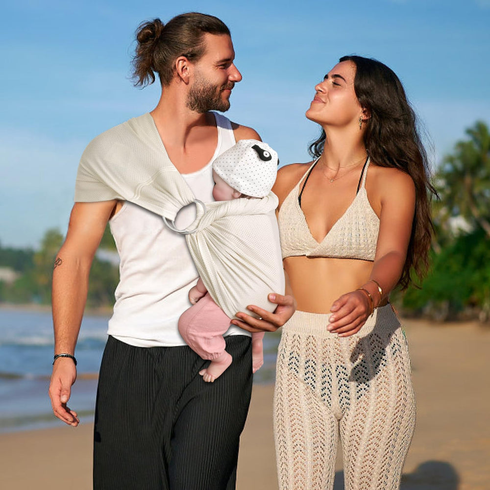 Cuby Water Baby Sling supports newborn to toddler with adjustable fit