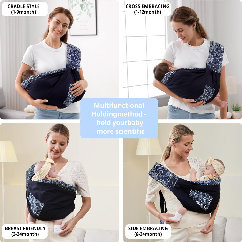CUBY Wrap Baby Sling double safety lock ensures secure adjustments.