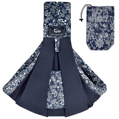 CUBY Wrap Baby Sling demonstrates front carry with ergonomic support.