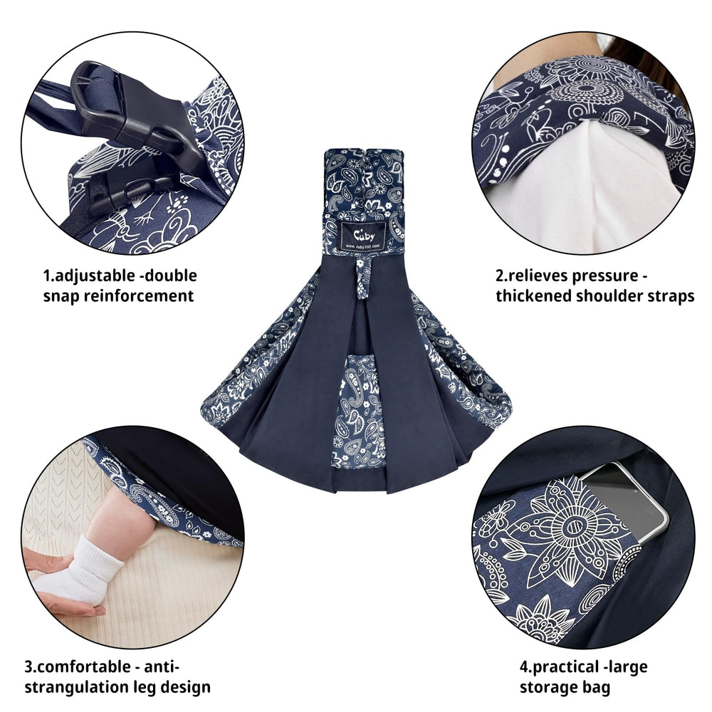 CUBY Wrap Baby Sling breathable lightweight fabric for all-season wear.