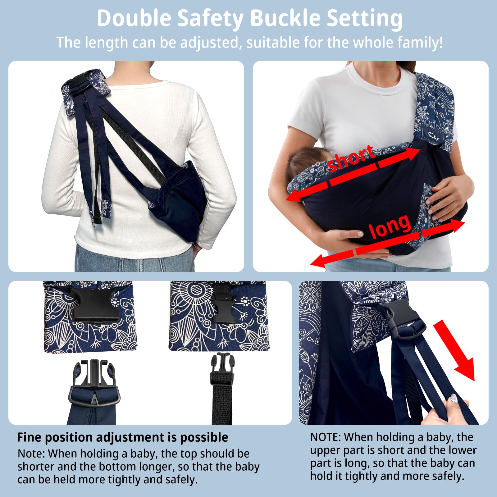 CUBY Wrap Baby Sling nursing cover option for discreet feeding.