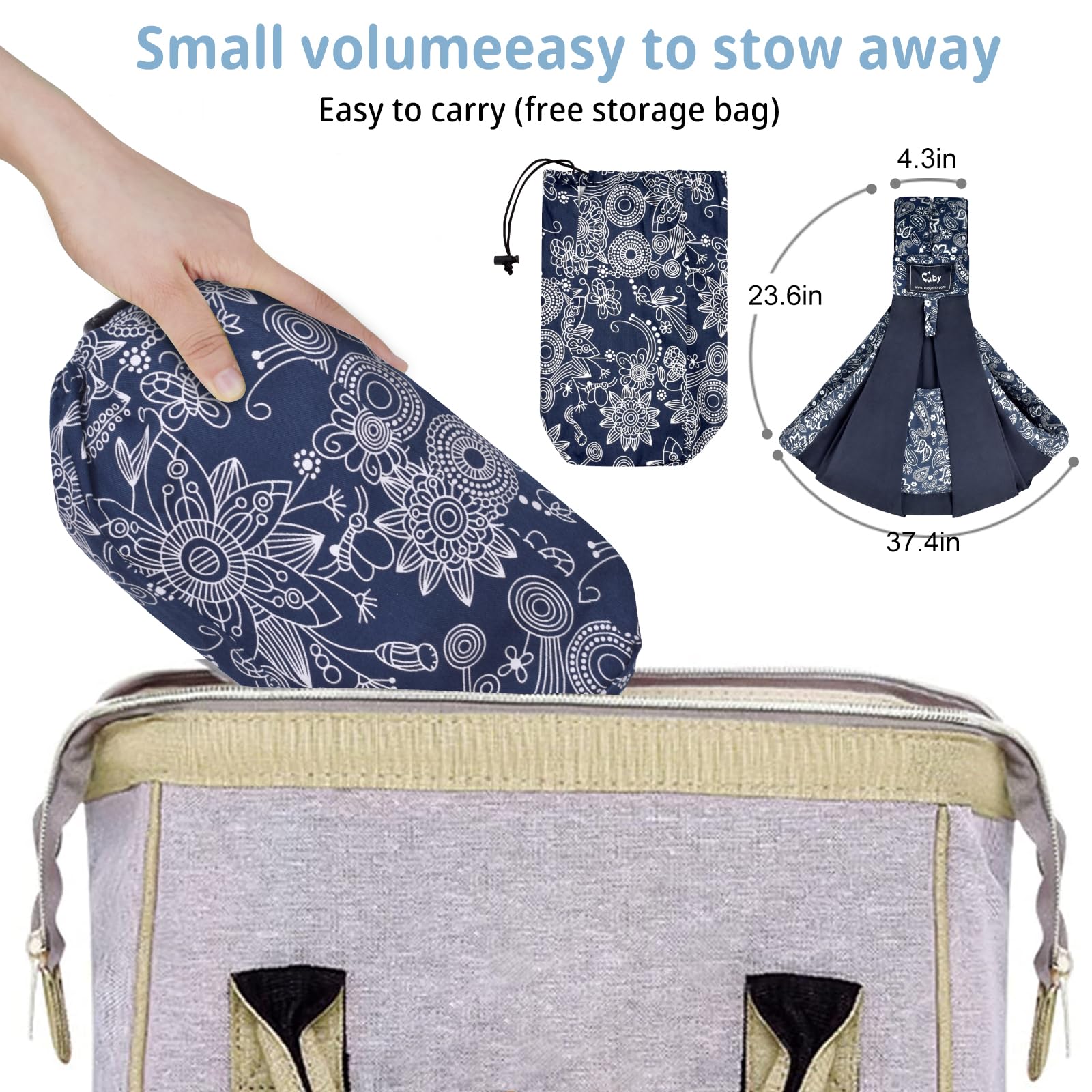 CUBY Wrap Baby Sling easy care with machine or hand washable fabric.