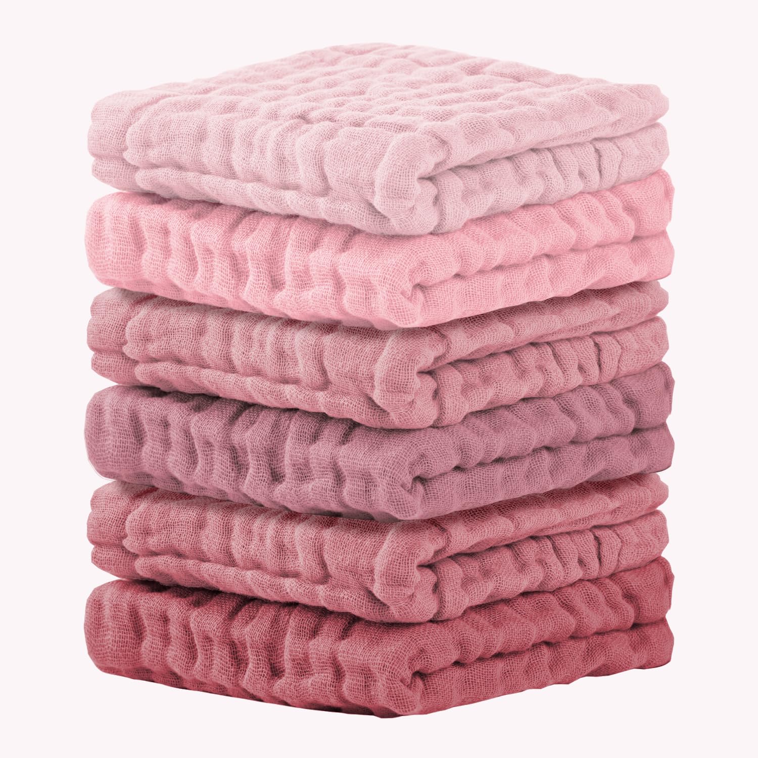 Cuddle Campus 6-pack baby washcloths laid flat for easy bath time.