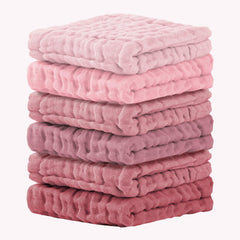 Cuddle Campus 6-pack baby washcloths laid flat for easy bath time.