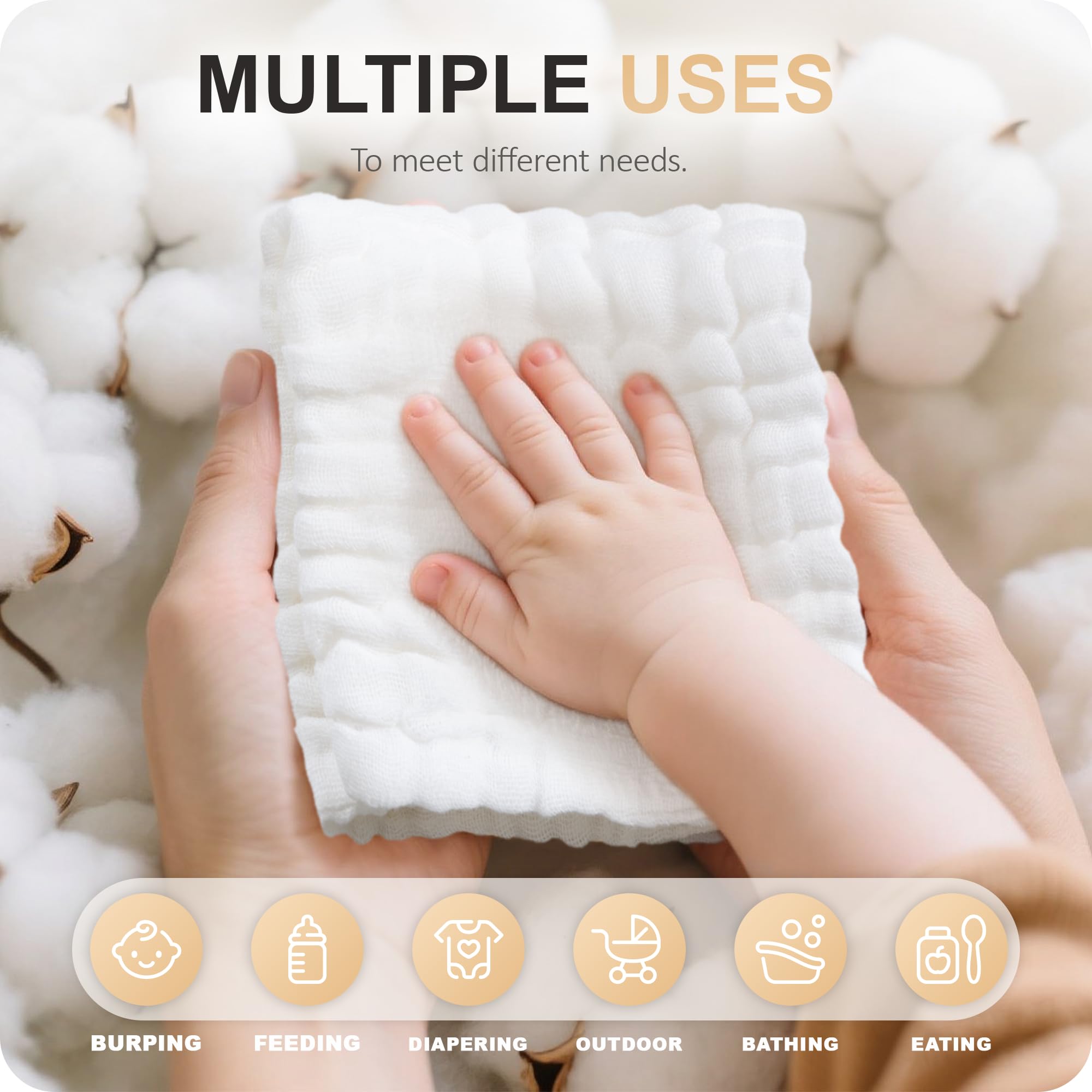 Cuddle Campus durable, machine-washable washcloths dry quickly after baths.