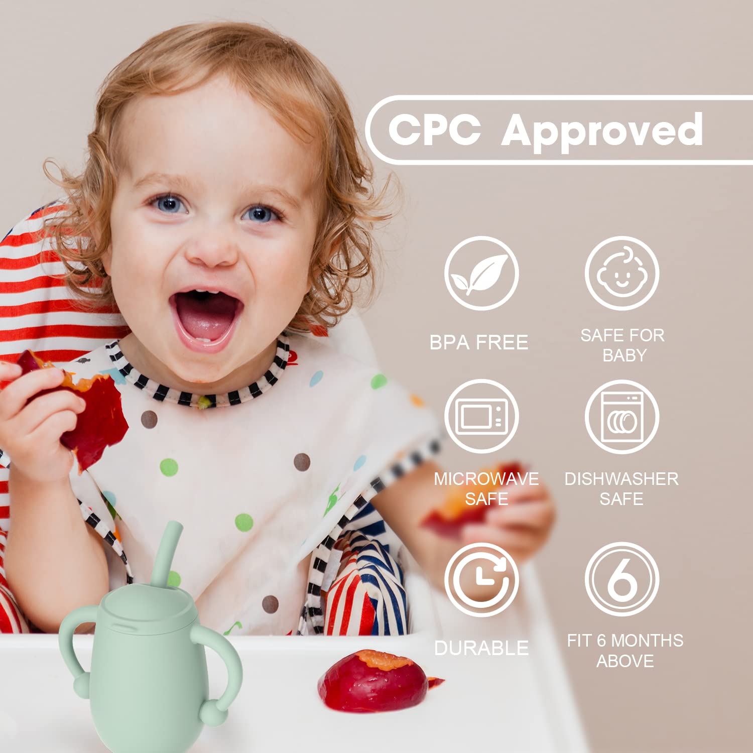 Cuddle Campus leakproof lid on a shatterproof silicone cup minimizes spills.