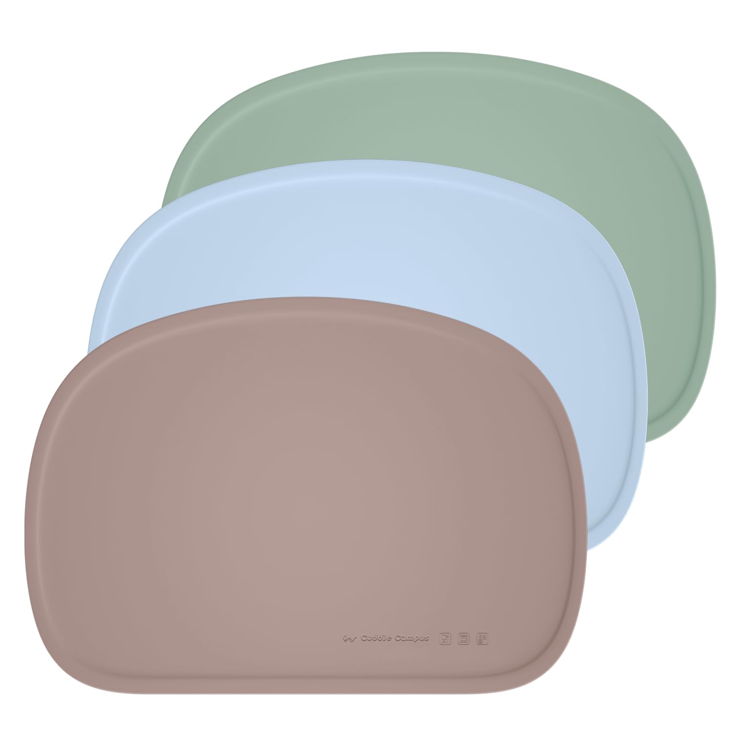 Cuddle Campus placemats for kids mealtime with raised edges to catch spills.