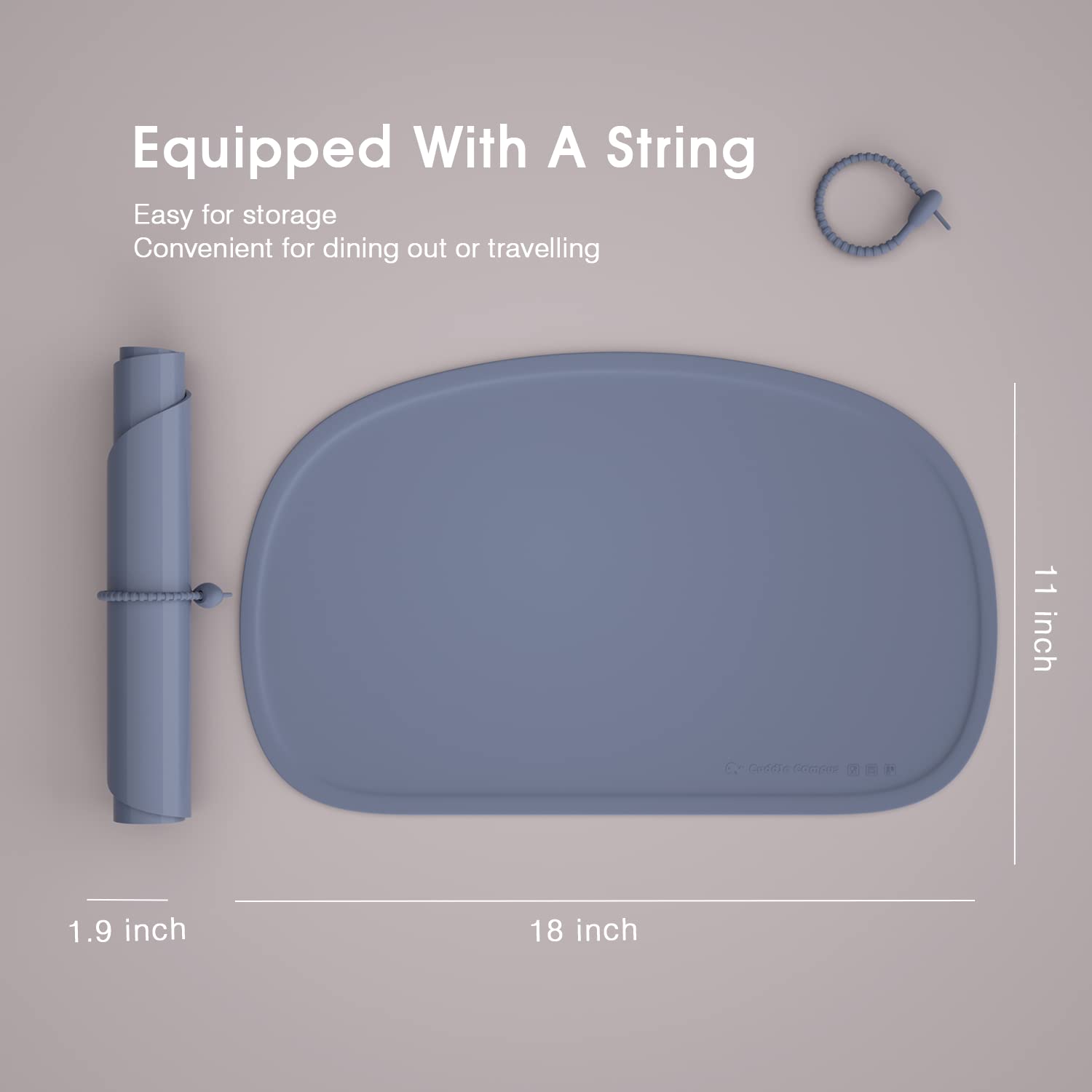 Cuddle Campus placemat shows non-slip surface keeping it in place on the table.