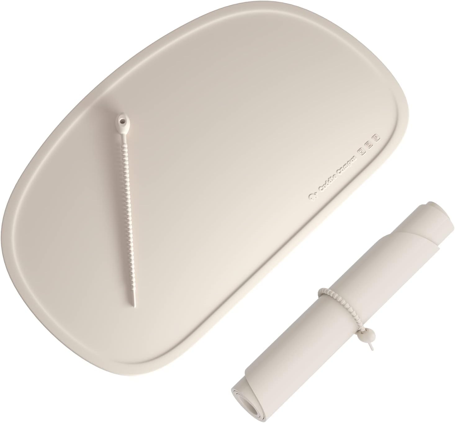 Cuddle Campus silicone placemat with raised edge contains spills during meals.