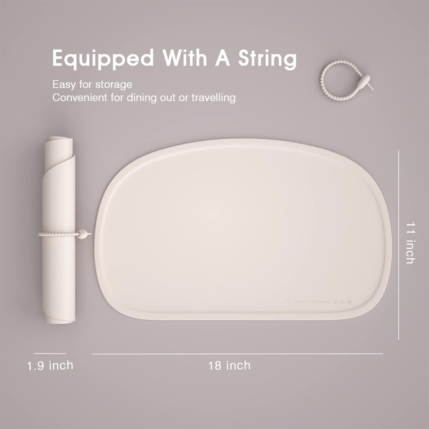 Cuddle Campus placemat rolled for travel keeps dining clean on the go.