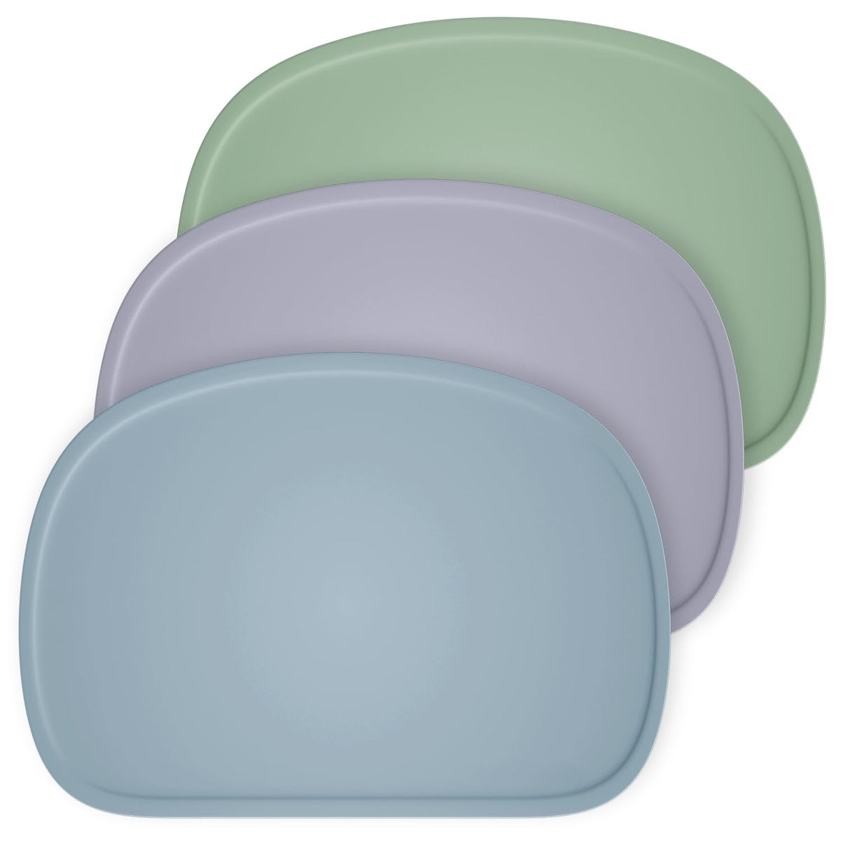 Cuddle Campus three-pack silicone placemats in colors for mess-free meals.