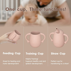 Cuddle Campus silicone sippy cup with straw enables flexible drinking practice