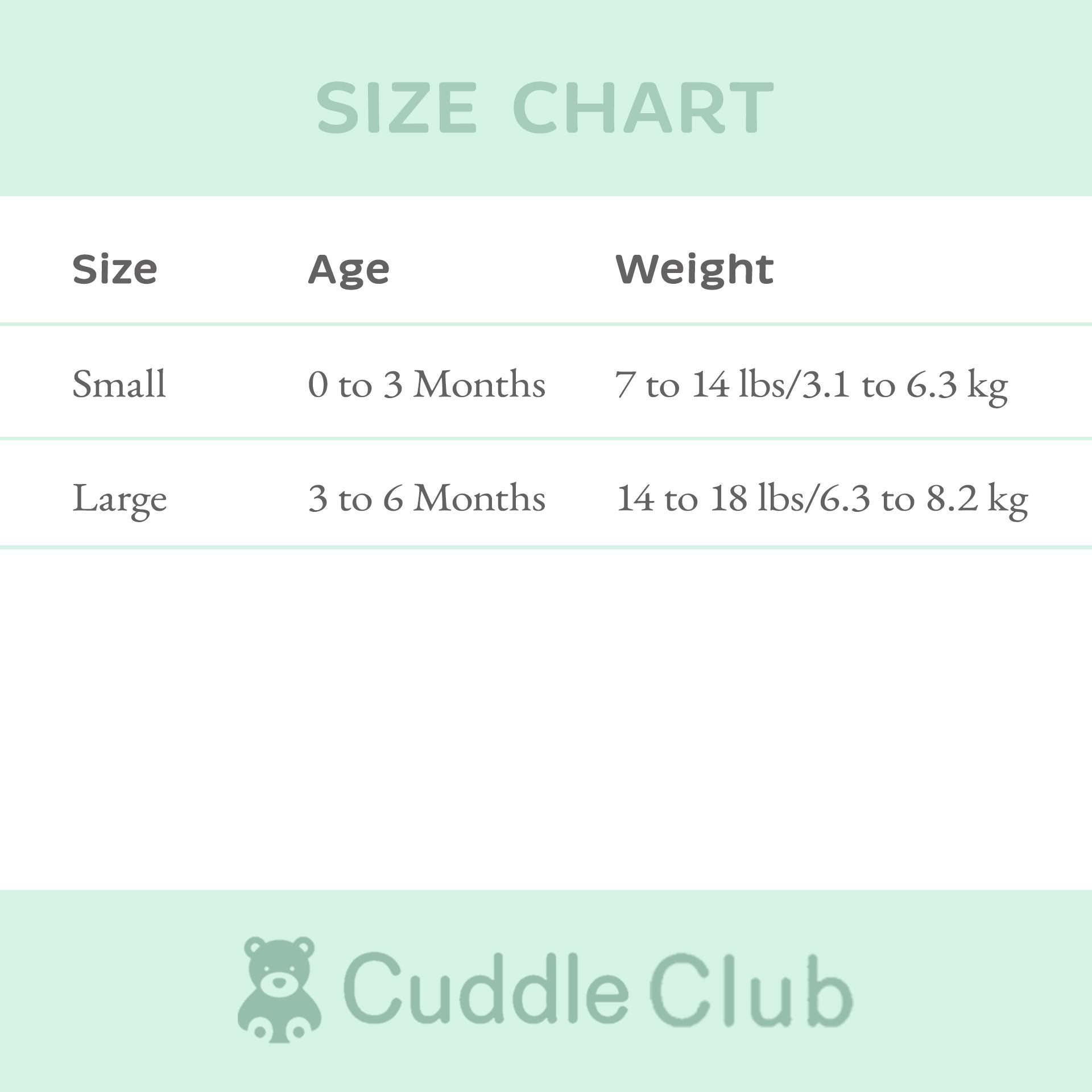 Cuddle Club swaddle with easy-adjustment closure designed for growing babies.
