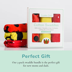 Cuddle Club swaddle showing secure closure for easy, adjustable wrapping.