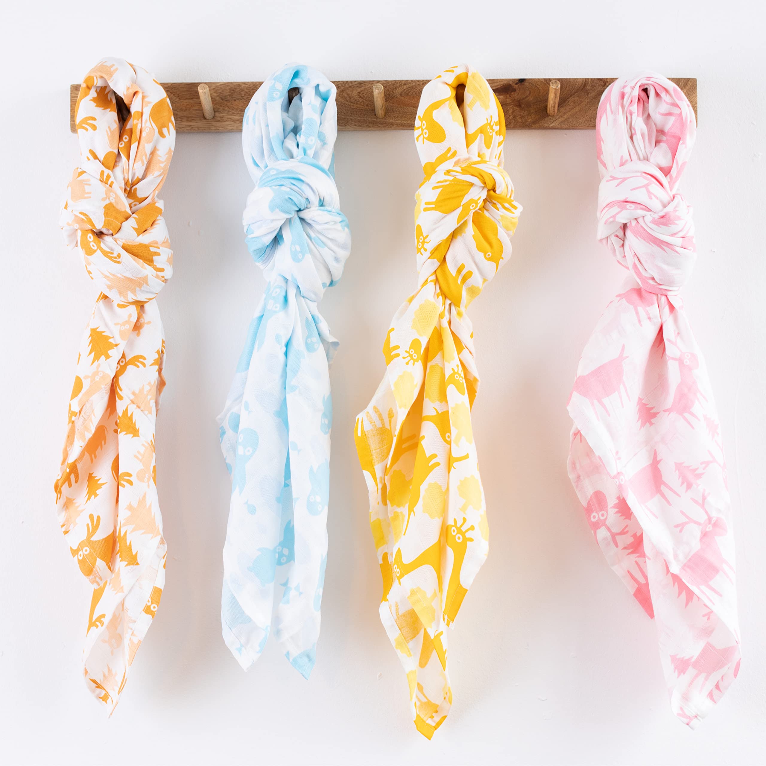 CuddleBug Colorful Critters pattern folds easily for quick swaddling.