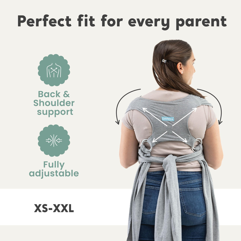 CuddleBug CuddleCarry 0-36m range demonstrates newborn-to-toddler use case