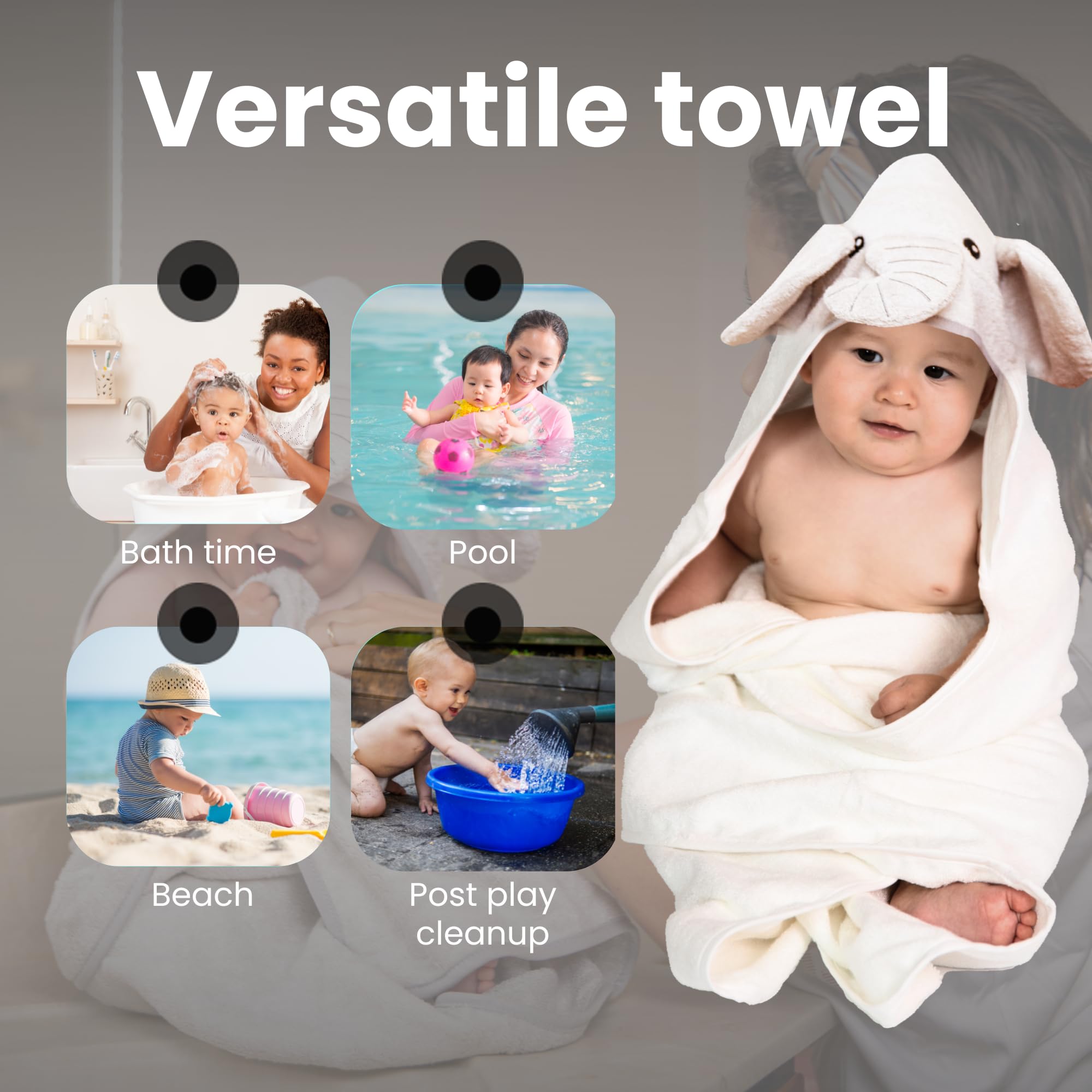Cuddling Baby Premium Hooded Towel being used to dry a baby after a bath