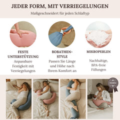 Cuddo Baby 5-point full body support eases hips, back, and knees for side sleepers.