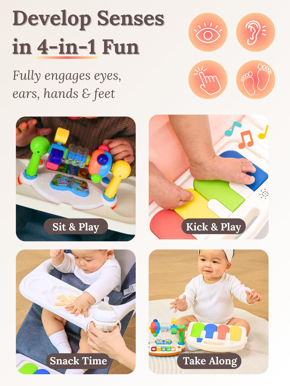 CuddoBaby detachable piano play bar invites musical exploration during play