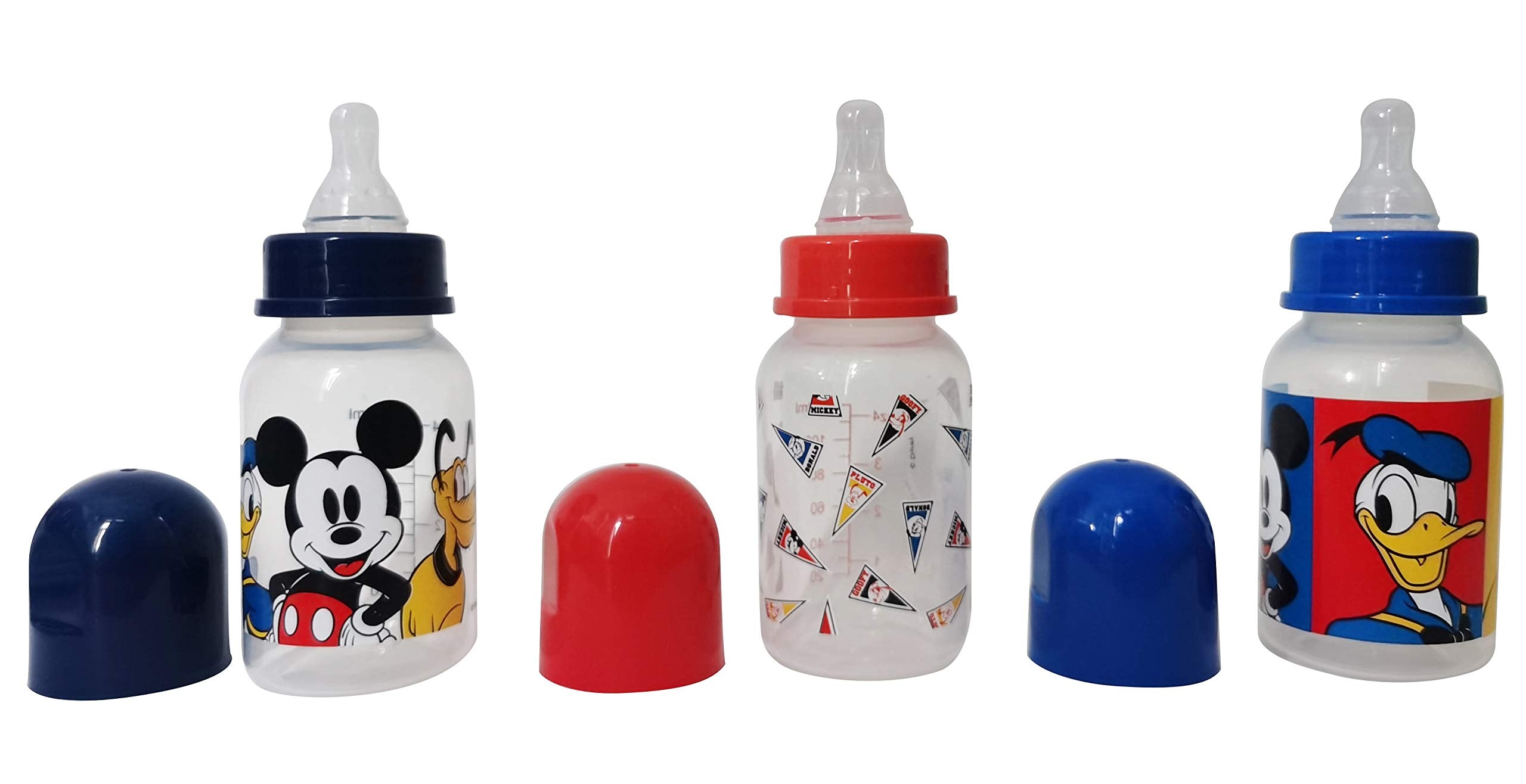 Cudlie Mickey Friends bottle close-up nipple wide for easy latch.
