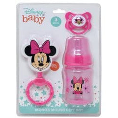Cudlie Minnie Mouse bottle, rattle and pacifier set for gentle feeding and soothing play