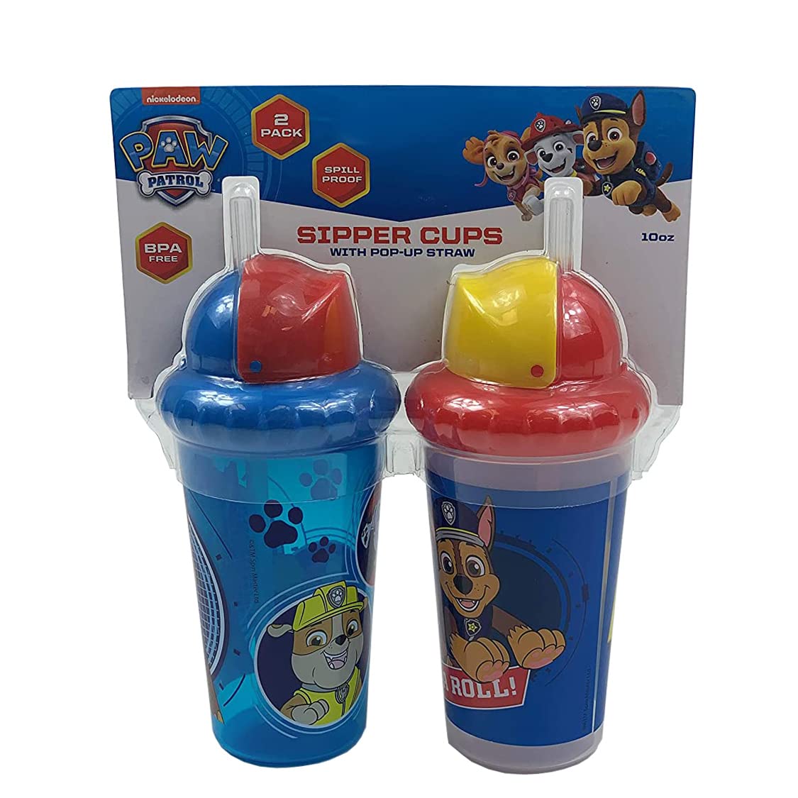 Cudlie Paw Patrol 2-pack sippy cups with straw for toddlers, spill-free and easy to clean