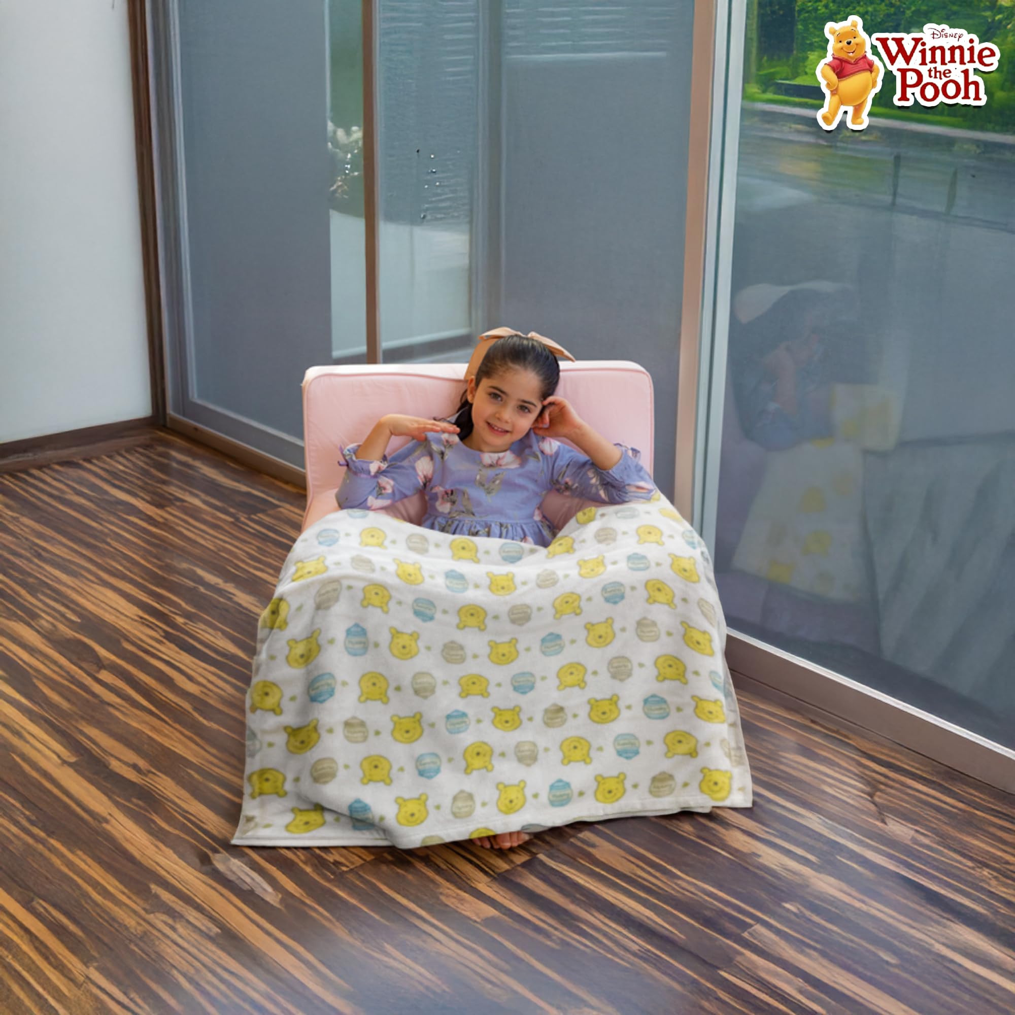 Cudlie Winnie the Pooh blanket 30 x 40 inches offers cozy coverage for infants.