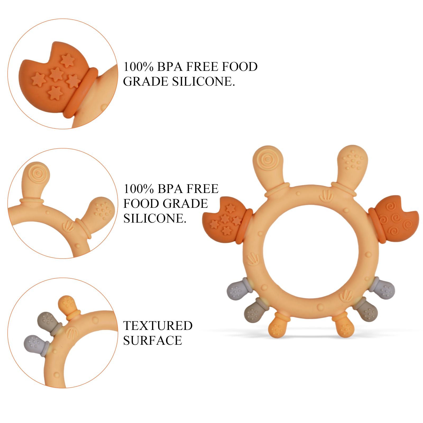Cuebo silicone teether helps soothe gums with gentle cooling when frozen