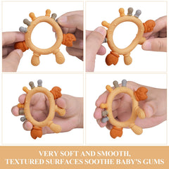 Cuebo crab ring teether designed for tiny hands to explore safely