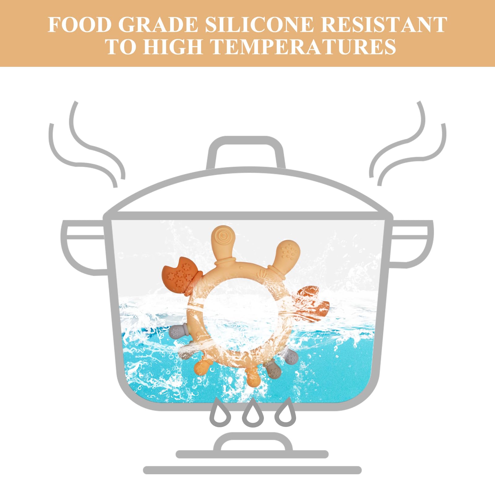 Cuebo BPA-free teether is freezer-safe and food-grade for reassurance