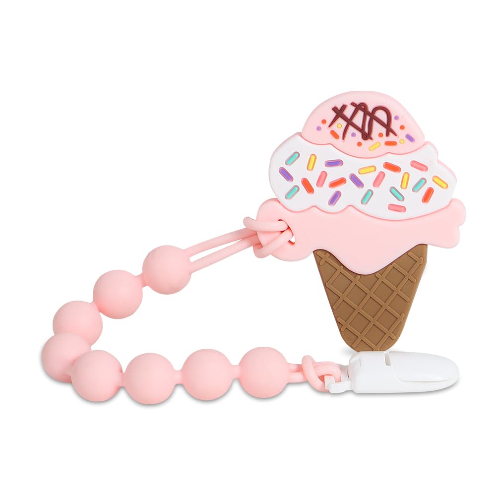 Cuebo Ice Cream Teether close-up showing safe silicone design for soothing gums.