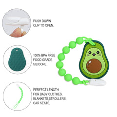Cuebo one-piece pacifier clip keeps teether secure and mess-free