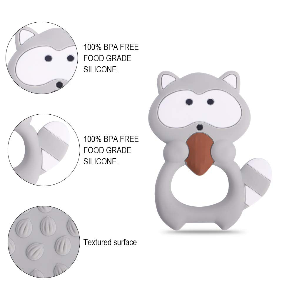 Cuebo teether easy-grasp design helps babies hold and explore.